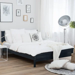 Bed Dennenhout OLIVET 140 x 200 cm Donkerblauw Bed Dennenhout OLIVET 140 x 200 cm Donkerblauw