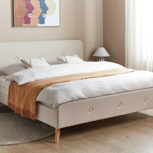 Bed Kunstlinnen RENNES 180 x 200 cm Lichtbeige Bed Kunstlinnen RENNES 180 x 200 cm Lichtbeige