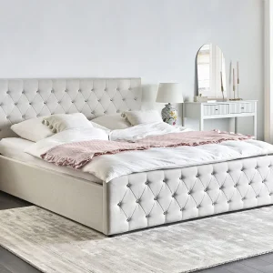 Bed met opbergruimte Stof AMIENS 180 x 200 cm Beige Bed met opbergruimte Stof AMIENS 180 x 200 cm Beige