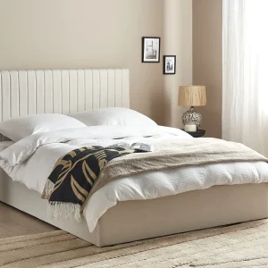 Bed met opbergruimte Stof VION 140 x 200 cm Beige
