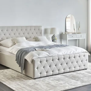 Bed met opbergruimte Stof AMIENS 160 x 200 cm Beige Bed met opbergruimte Stof AMIENS 160 x 200 cm Beige