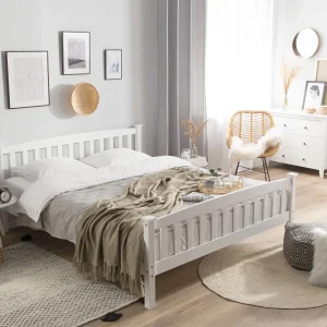 Bed Hout GIVERNY 160 x 200 cm Wit