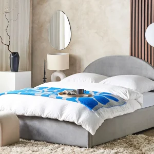 Bed met opbergruimte Fluweel VAUCLUSE 160 x 200 cm Lichtgrijs Bed met opbergruimte Fluweel VAUCLUSE 160 x 200 cm Lichtgrijs