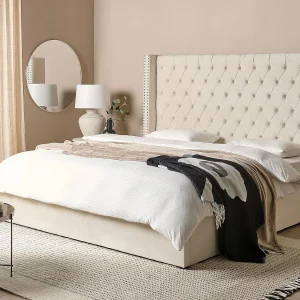 Bed met opbergruimte Fluweel LUBBON 180 x 200 cm Gebroken wit Bed met opbergruimte Fluweel LUBBON 180 x 200 cm Gebroken wit