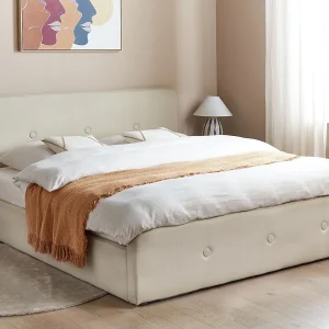 Bed met opbergruimte Kunstlinnen RENNES 180 x 200 cm Beige Bed met opbergruimte Kunstlinnen RENNES 180 x 200 cm Beige
