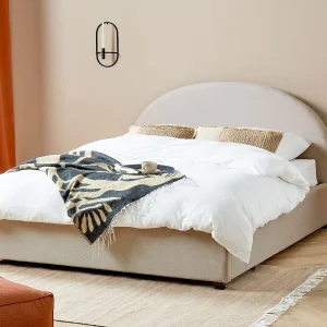 Bed met opbergruimte Stof VAUCLUSE 160 x 200 cm Lichtbeige Bed met opbergruimte Stof VAUCLUSE 160 x 200 cm Lichtbeige