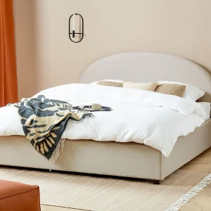 Bed met opbergruimte Stof VAUCLUSE 180 x 200 cm Lichtbeige Bed met opbergruimte Stof VAUCLUSE 180 x 200 cm Lichtbeige