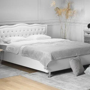 Bed met opbergruimte Kunstleer METZ 160 x 200 cm Wit Bed met opbergruimte Kunstleer METZ 160 x 200 cm Wit