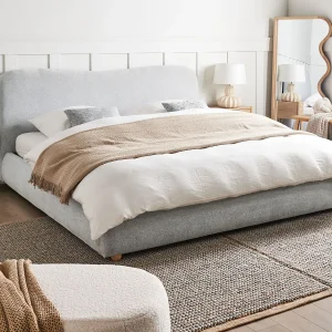 Bed met opbergruimte Stof BLAGNAC 180 x 200 cm Lichtgrijs