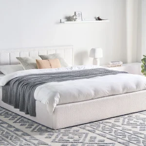 Bed met opbergruimte Bouclé MONTLAUR 180 x 200 cm Wit Bed met opbergruimte Bouclé MONTLAUR 180 x 200 cm Wit