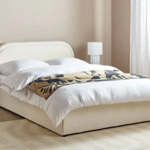 Bed met opbergruimte Bouclé QUILLIEN 140 x 200 cm Lichtbeige Bed met opbergruimte Bouclé QUILLIEN 140 x 200 cm Lichtbeige