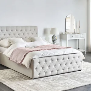 Bed met opbergruimte Stof AMIENS 140 x 200 cm Beige Bed met opbergruimte Stof AMIENS 140 x 200 cm Beige