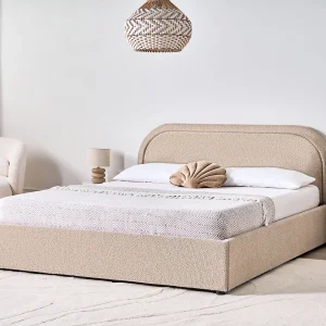 Bed met opbergruimte Bouclé QUILLIEN 160 x 200 cm Beige Bed met opbergruimte Bouclé QUILLIEN 160 x 200 cm Beige