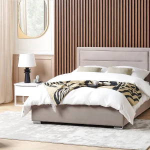 Bed met opbergruimte Fluweel ROUEN 140 x 200 cm Taupe Bed met opbergruimte Fluweel ROUEN 140 x 200 cm Taupe