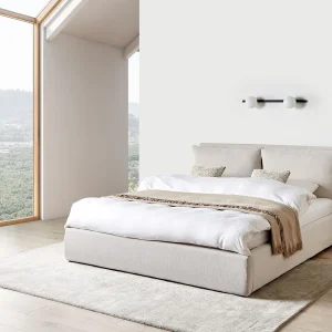 Bed met opbergruimte Stof BAJONNA 180 x 200 cm Beige