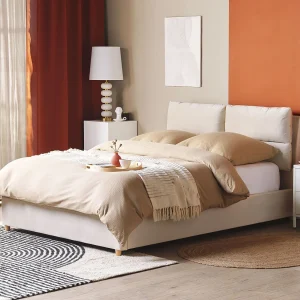 Bed met opbergruimte Fluweel BATILLY 140 x 200 cm Lichtbeige Bed met opbergruimte Fluweel BATILLY 140 x 200 cm Lichtbeige