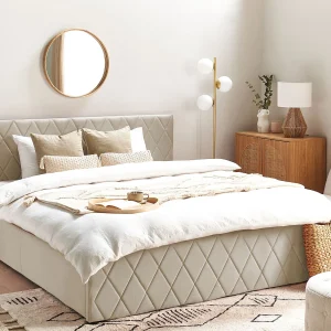 Bed met opbergruimte Fluweel ROCHEFORT 180 x 200 cm Beige Bed met opbergruimte Fluweel ROCHEFORT 180 x 200 cm Beige
