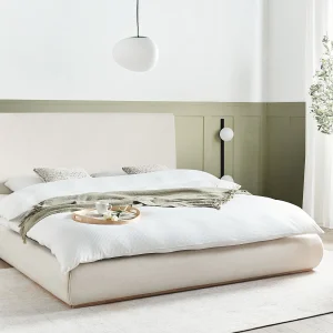 Bed met opbergruimte Stof CAMPAGNE 180 x 200 cm Lichtbeige