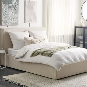 Bed met opbergruimte Stof MOISSAC 160 x 200 cm Beige Bed met opbergruimte Stof MOISSAC 160 x 200 cm Beige