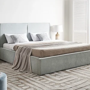 Bed met opbergruimte Stof MOISSAC 180 x 200 cm Lichtblauw Bed met opbergruimte Stof MOISSAC 180 x 200 cm Lichtblauw