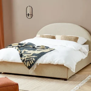 Bed met opbergruimte Stof VAUCLUSE 160 x 200 cm Zandbeige Bed met opbergruimte Stof VAUCLUSE 160 x 200 cm Zandbeige