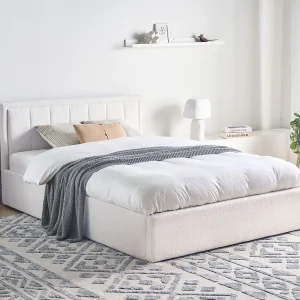 Bed met opbergruimte Bouclé MONTLAUR 140 x 200 cm Wit Bed met opbergruimte Bouclé MONTLAUR 140 x 200 cm Wit