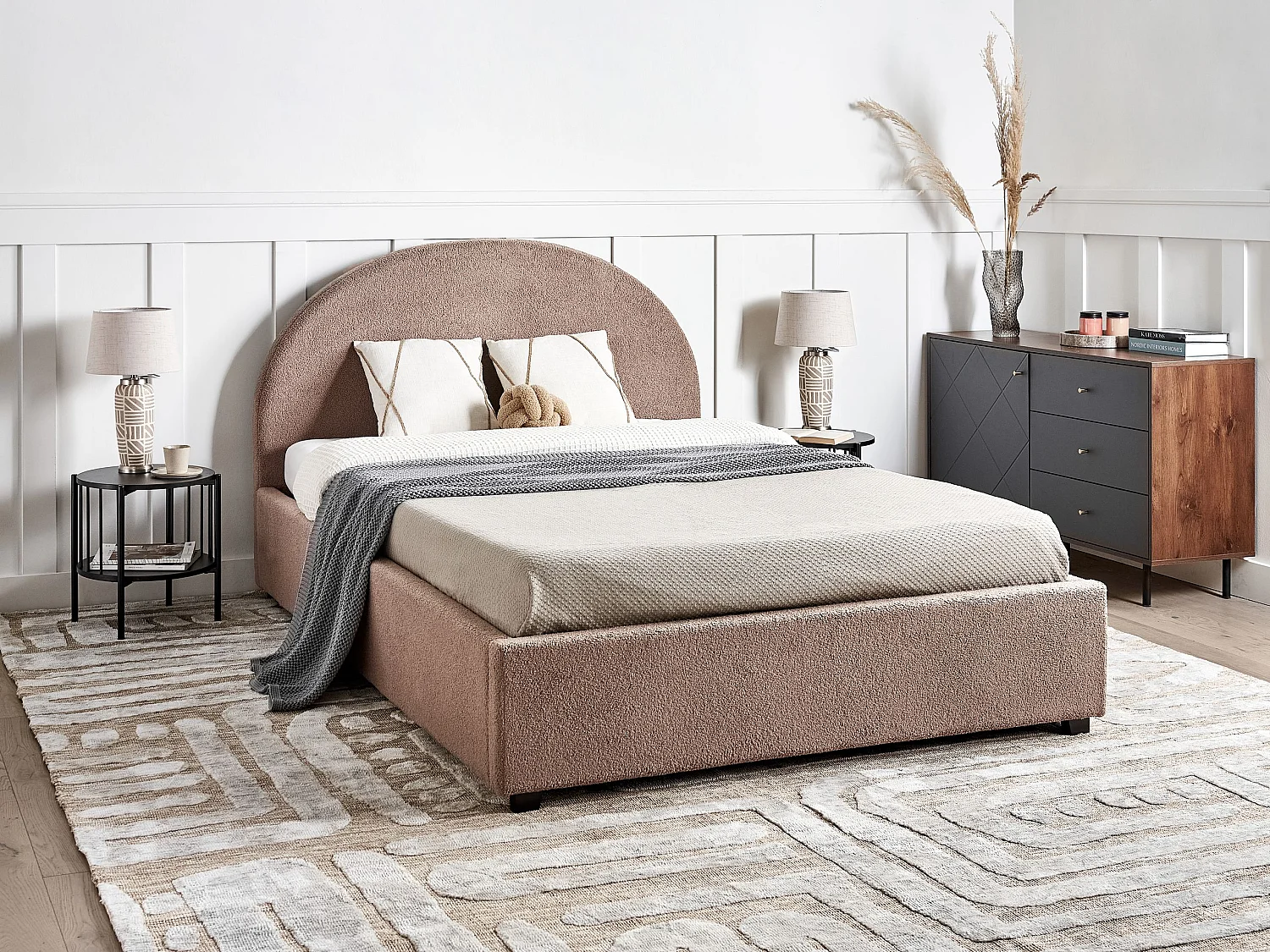Bed met opbergruimte Bouclé VAUCLUSE 140 x 200 cm Taupe