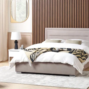 Bed met opbergruimte Fluweel ROUEN 180 x 200 cm Taupe Bed met opbergruimte Fluweel ROUEN 180 x 200 cm Taupe