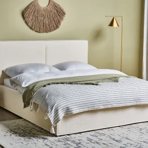 Bed met opbergruimte Bouclé MOISSAC 160 x 200 cm Gebroken wit Bed met opbergruimte Bouclé MOISSAC 160 x 200 cm Gebroken wit