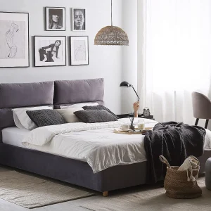 Bed met opbergruimte Fluweel BATILLY 180 x 200 cm Grijs