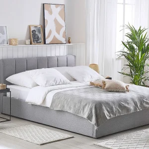 Bed met opbergruimte Stof DREUX 140 x 200 cm Lichtgrijs Bed met opbergruimte Stof DREUX 140 x 200 cm Lichtgrijs