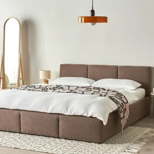 Bed met opbergruimte Bouclé BOUSSE 160 x 200 cm Taupe