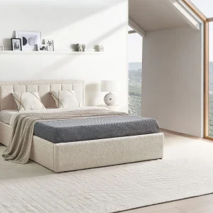 Bed met opbergruimte Bouclé MONTLAUR 140 x 200 cm Beige Bed met opbergruimte Bouclé MONTLAUR 140 x 200 cm Beige