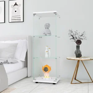 Beauty4U Wit Glazen Vitrinekast met 3 Planken – Moderne Stijl Beauty4U Wit Glazen Vitrinekast met 3 Planken – Moderne Stijl
