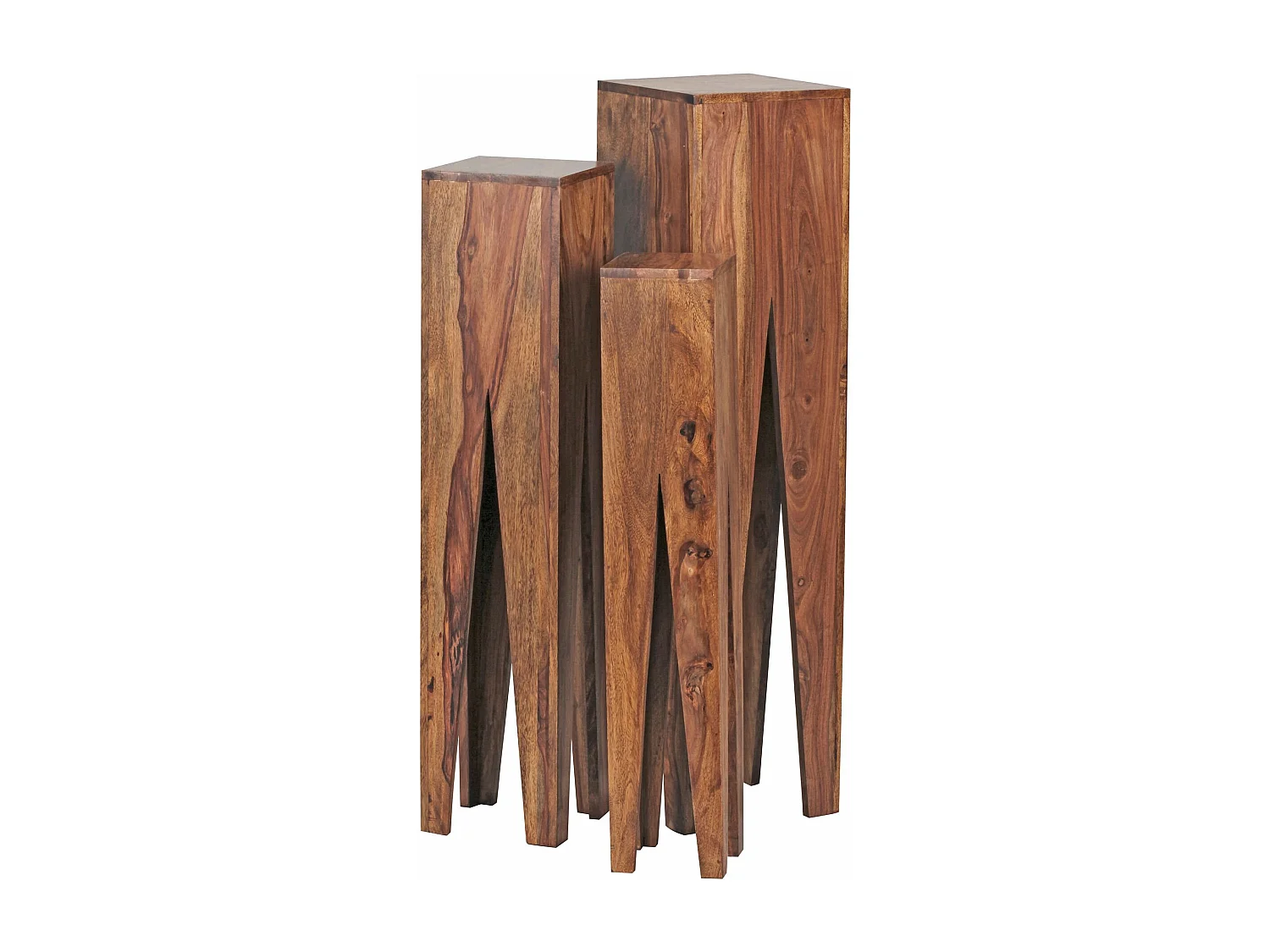 bijzettafel set van 3 massief houten sheesham salontafel