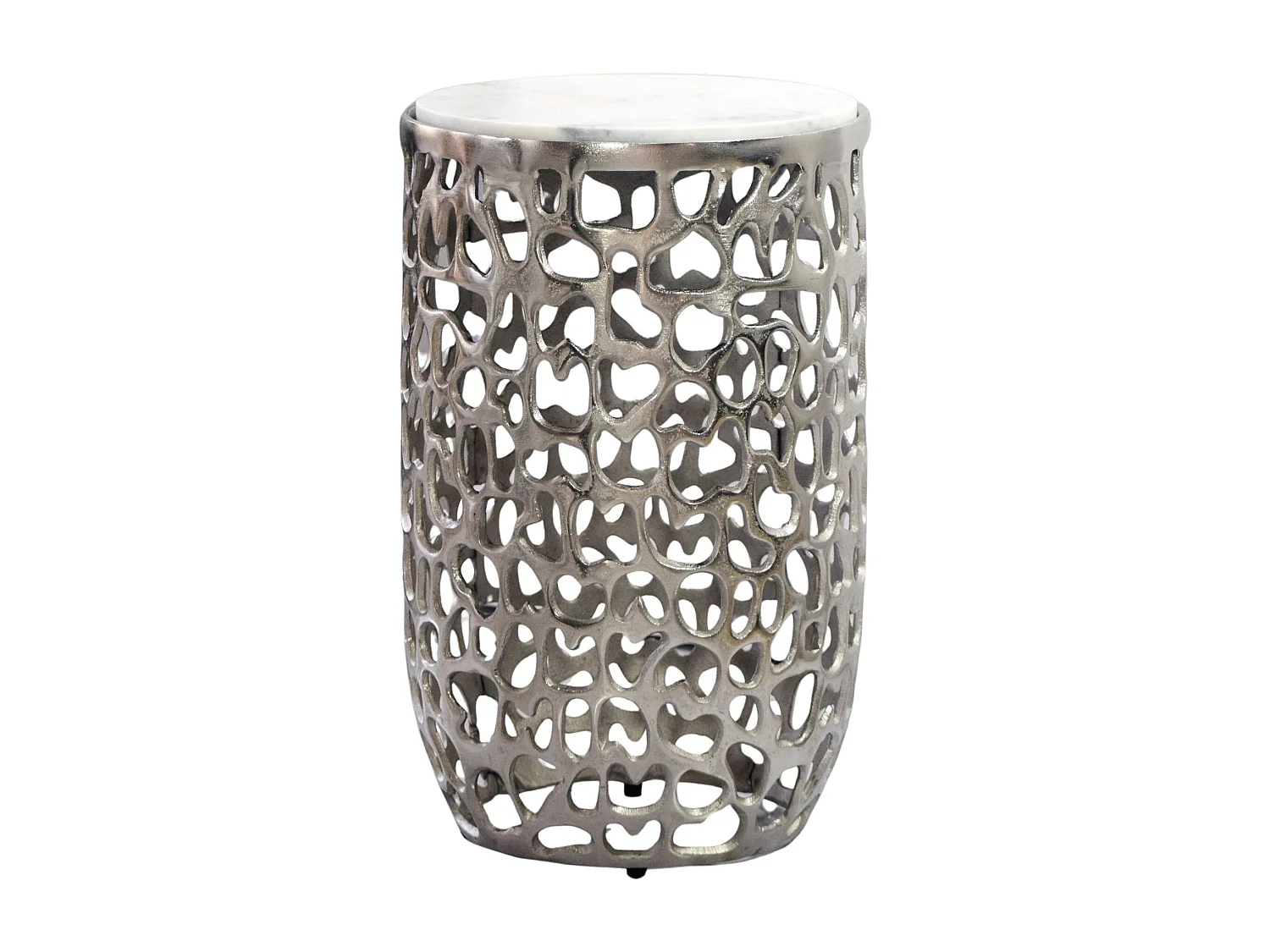 Bijzettafel Aluminium zilver rond 30cm – Aanbouwtafel
