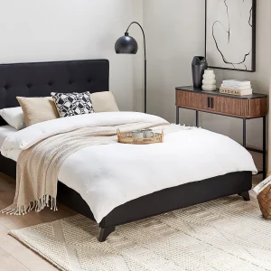 Bed Stof AMBASSADOR 140 x 200 cm Zwart Bed Stof AMBASSADOR 140 x 200 cm Zwart