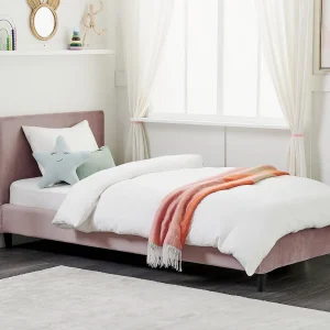 Bed fluweel lichtroze 90 x 200 cm FITOU Bed fluweel lichtroze 90 x 200 cm FITOU