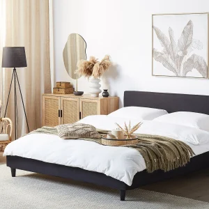 Bed Stof FITOU 180 x 200 cm Zwart Bed Stof FITOU 180 x 200 cm Zwart