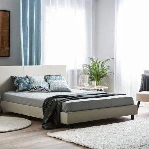 Bed Stof ALBI 180 x 200 cm Beige Bed Stof ALBI 180 x 200 cm Beige