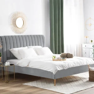 Bed Fluweel MARVILLE 180 x 200 cm Grijs Bed Fluweel MARVILLE 180 x 200 cm Grijs
