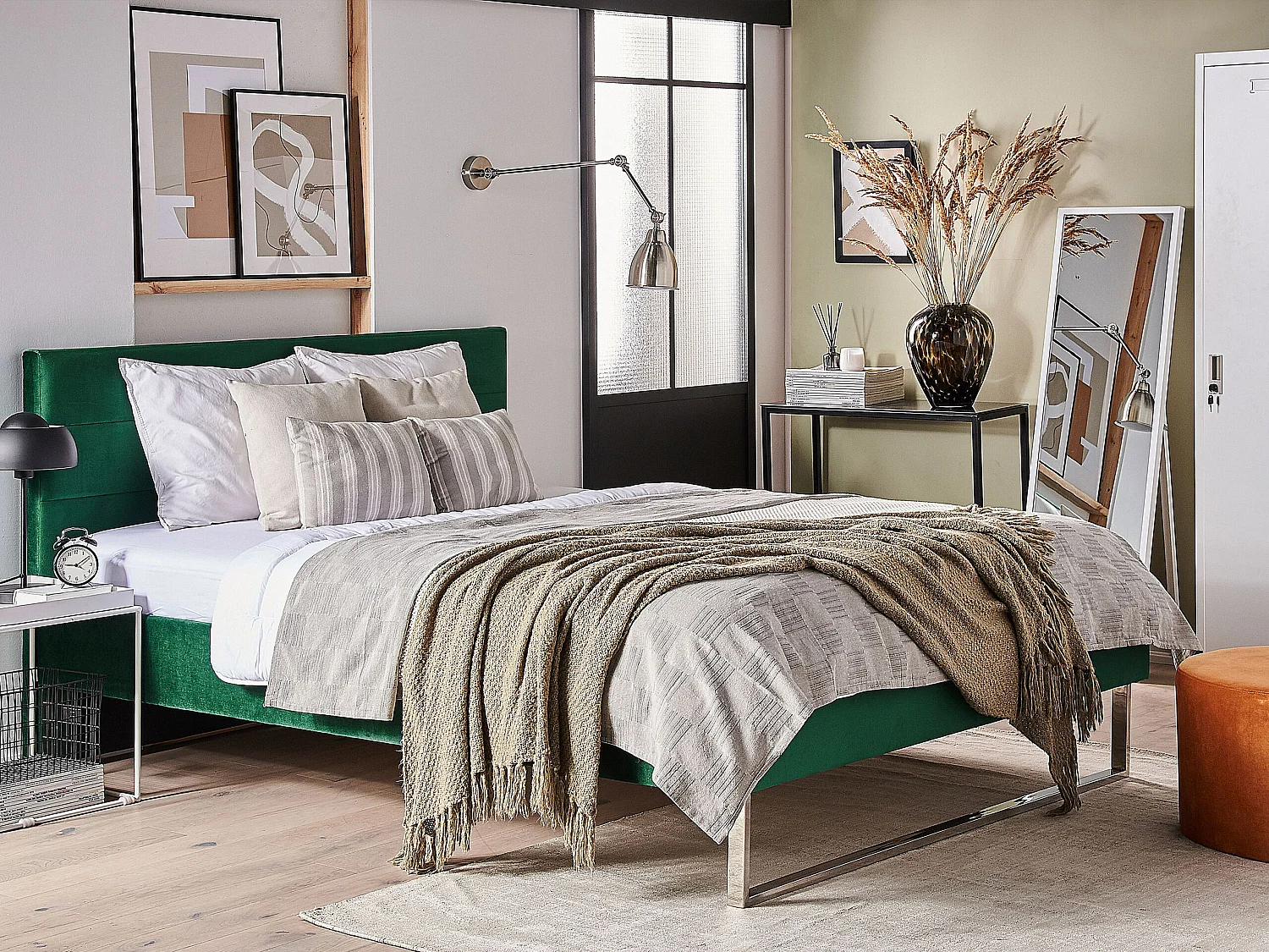 Bed Fluweel BELLOU 140 x 200 cm Groen