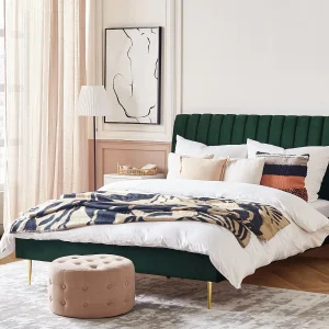Bed Fluweel MARVILLE 180 x 200 cm Smaragdgroen Bed Fluweel MARVILLE 180 x 200 cm Smaragdgroen