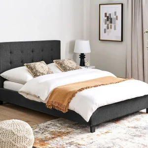 Bed Stof LA ROCHELLE 140 x 200 cm Donkergrijs Bed Stof LA ROCHELLE 140 x 200 cm Donkergrijs