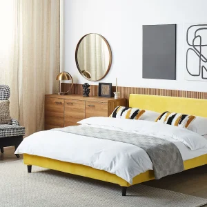 Bed Fluweel FITOU 160 x 200 cm Geel