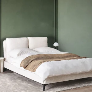 Bed Bouclé MELLE 140 x 200 cm Gebroken wit Bed Bouclé MELLE 140 x 200 cm Gebroken wit