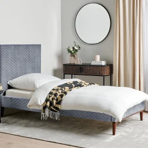 Bed Fluweel BAYONNE 90 x 200 cm Grijs Bed Fluweel BAYONNE 90 x 200 cm Grijs