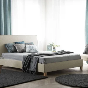 Bed Stof SENNEZ 140 x 200 cm Beige