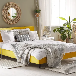 Bed Fluweel FITOU 180 x 200 cm Geel