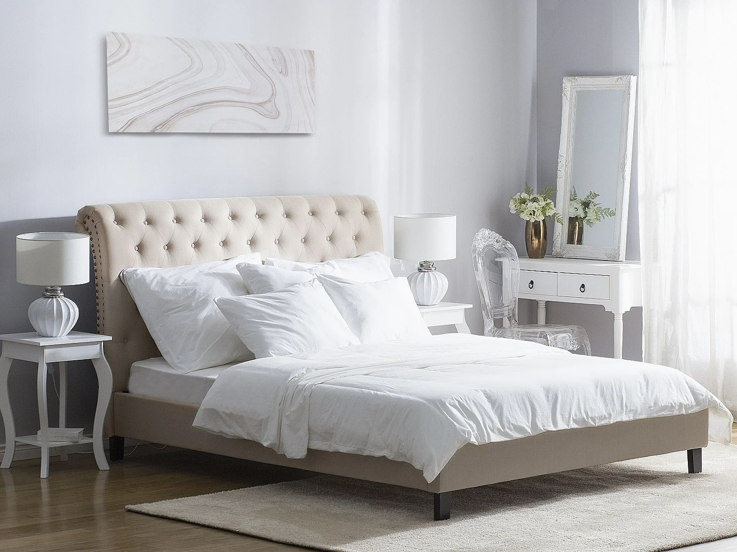Bed Stof REIMS 180 x 200 cm Beige